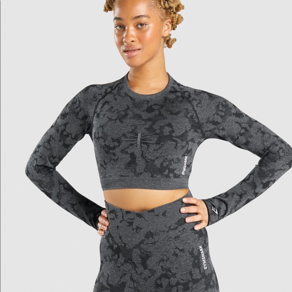 Gymshark Workout Camo Cropped Long Sleeve